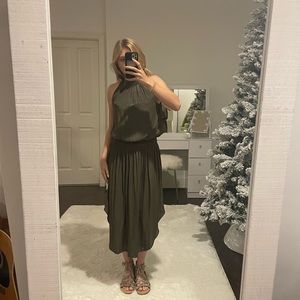 Ramy Brook Green Audrey MIDI Halterneck Dress in Perfect Condition! Size XS!!
